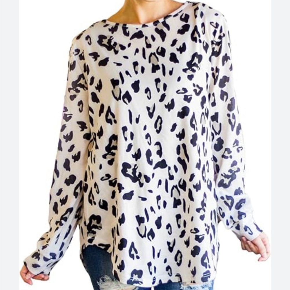 Tickled Teal Leopard Top size 1X